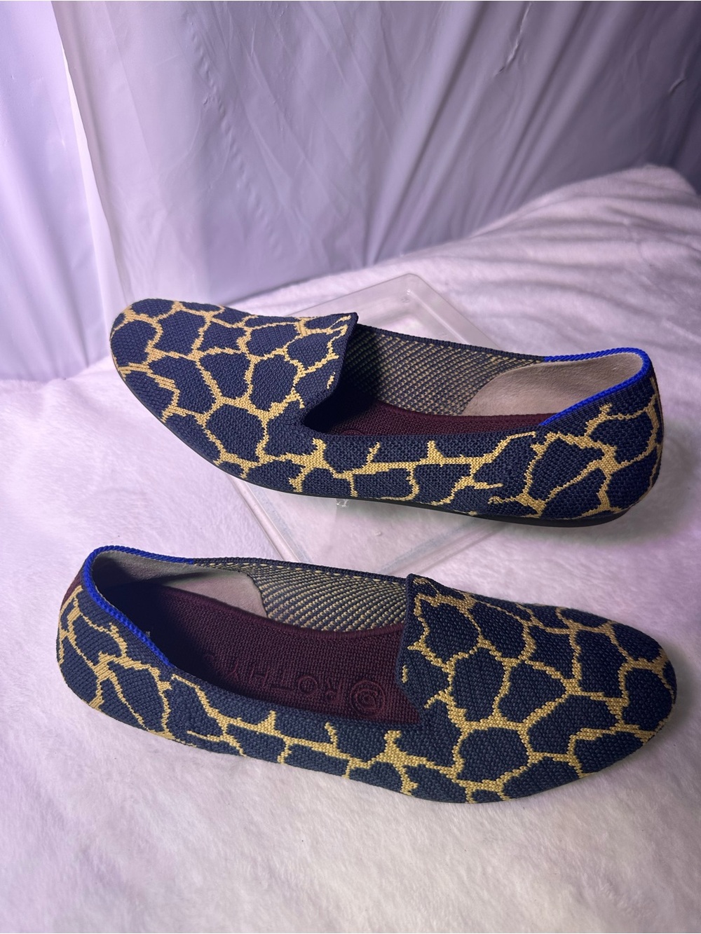 Rothy's Navy & Tan Giraffe-Pattern Slip-On Flats